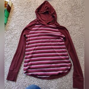 Eddie Bauer Striped Hooded Long Sleeve Top